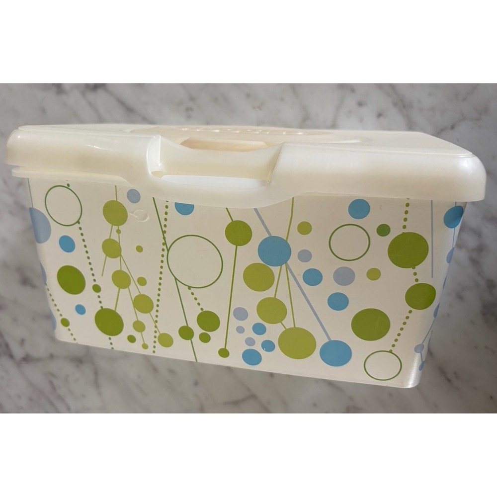HUGGIES Baby WIPE CONTAINER Green Blue Dot MCM Modern Y2k 90s Infant Diaper
